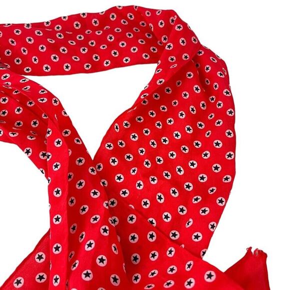 Echo Womens Red White Blue Star Print Scarf Head Wrap Lightweight 50"x5" - Picture 11 of 16